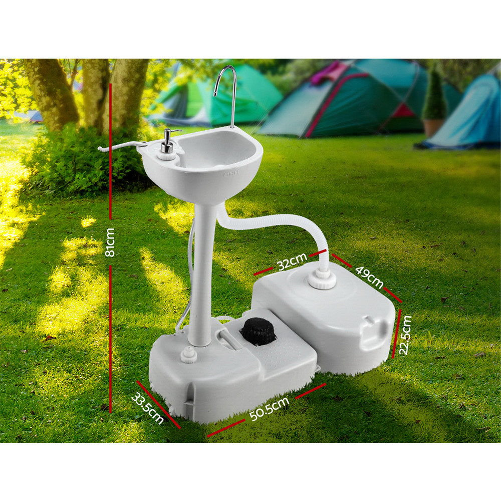 Weisshorn Portable Camping Wash Basin with hands-free faucet and soap holder, ideal for outdoor hygiene.