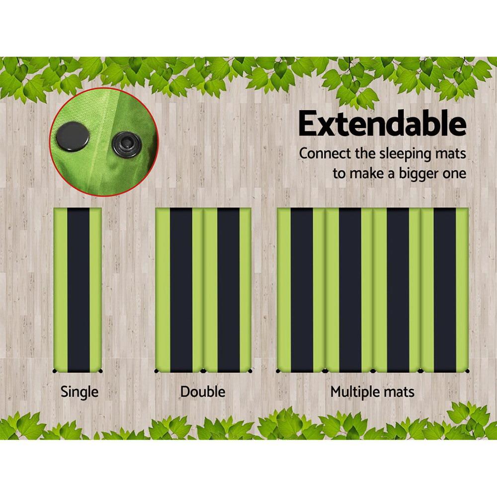 Weisshorn Self Inflating Mattress in green color, showcasing its smooth surface and compact design, ideal for camping.