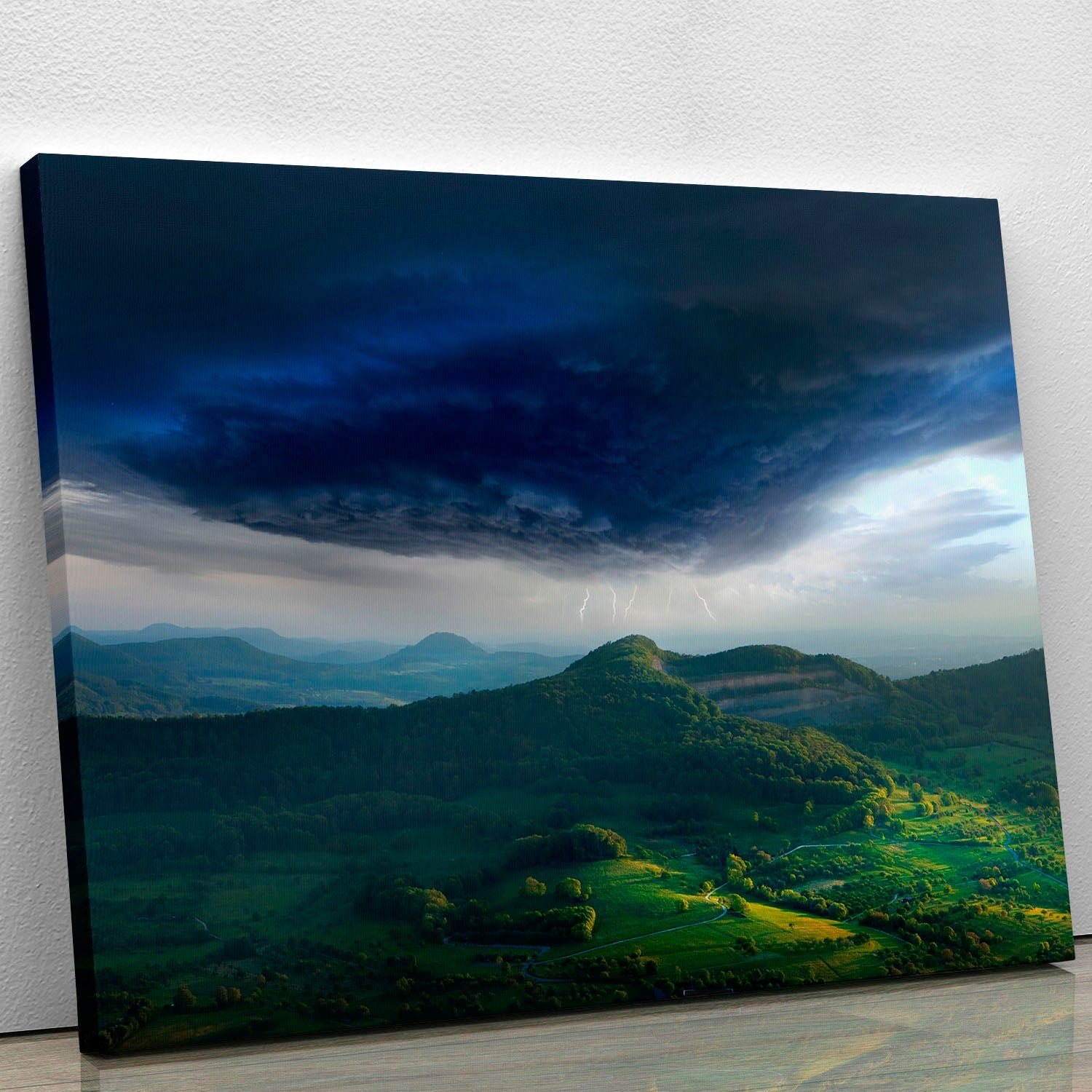 A collection of Westalb canvas prints and posters showcasing modern art, nature scenes, and inspirational quotes, beautifully displayed in a stylish room.