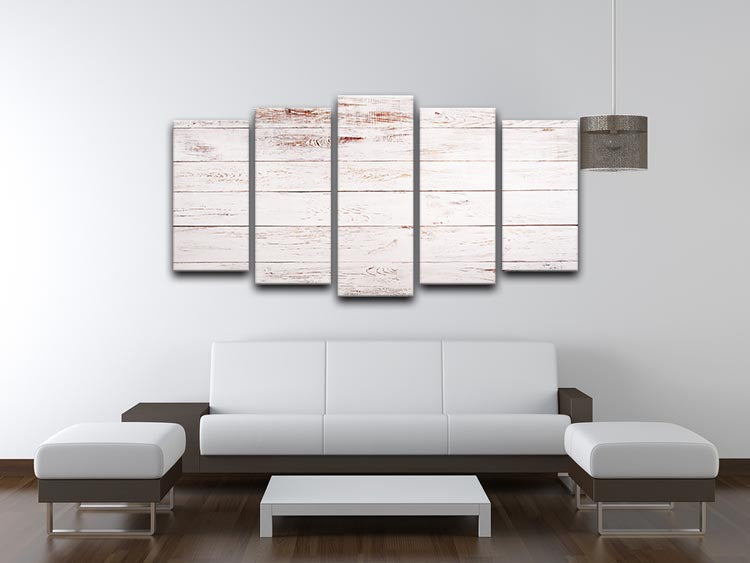 A rustic 5-split canvas artwork featuring white and brown colors, creating a cohesive and dynamic visual display.