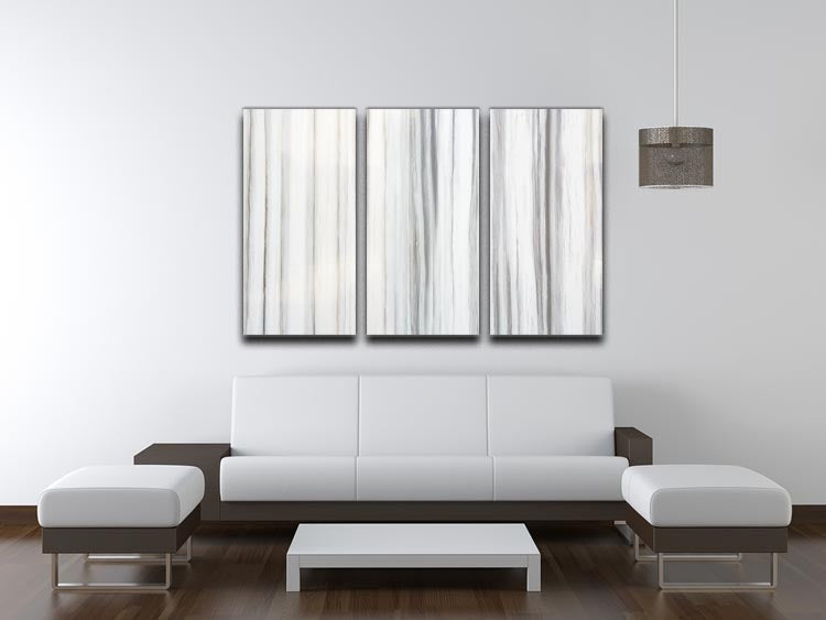 Three-panel canvas print featuring elegant white and grey striped marble design, perfect for modern decor.