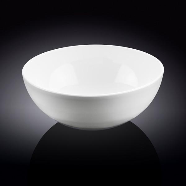A classic 8-inch white bowl made of durable porcelain, perfect for serving soups, salads, and pasta.