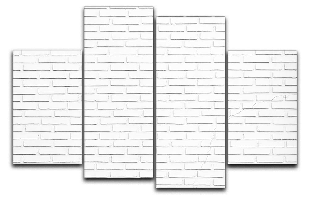 A stylish 4-split canvas artwork featuring a white brick wall design, perfect for modern home decor.