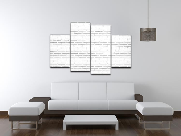 A stylish 4-split canvas artwork featuring a white brick wall design, perfect for modern home decor.