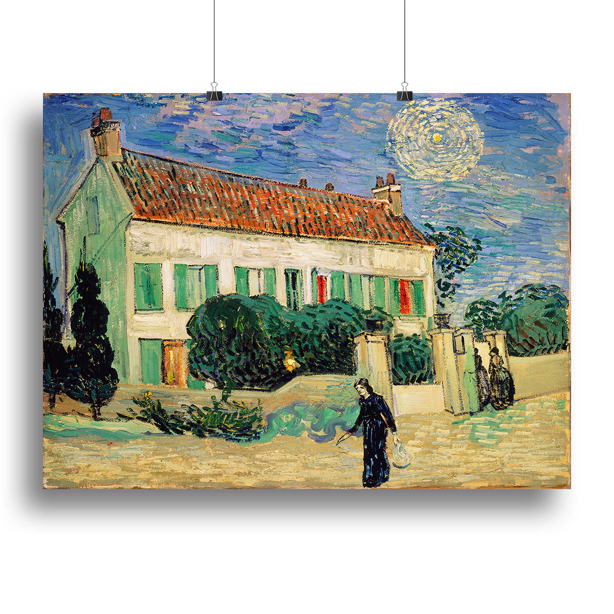 A beautiful canvas print of the White House illuminated at night, showcasing its architectural elegance against a dark sky.