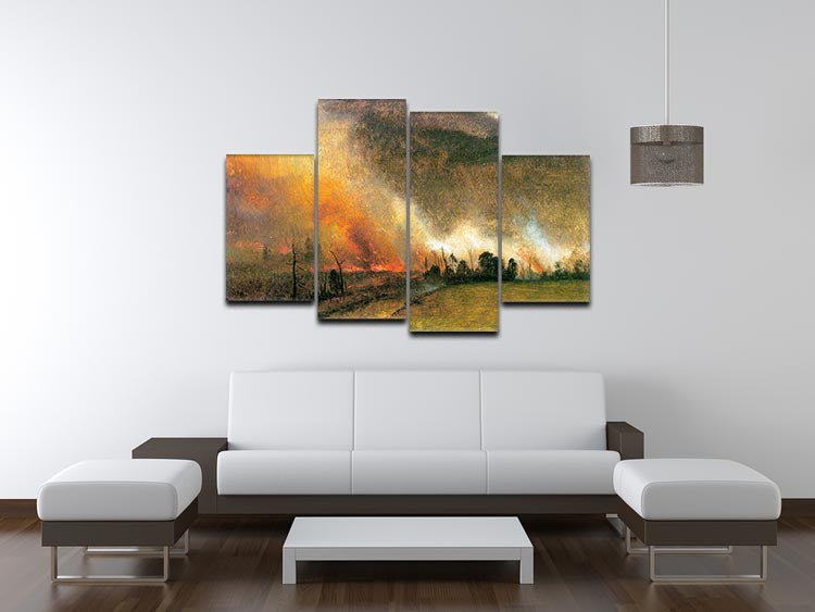 A stunning 4-split canvas artwork depicting the White Mountains in New Hampshire, showcasing vibrant colors and intricate details across four panels.