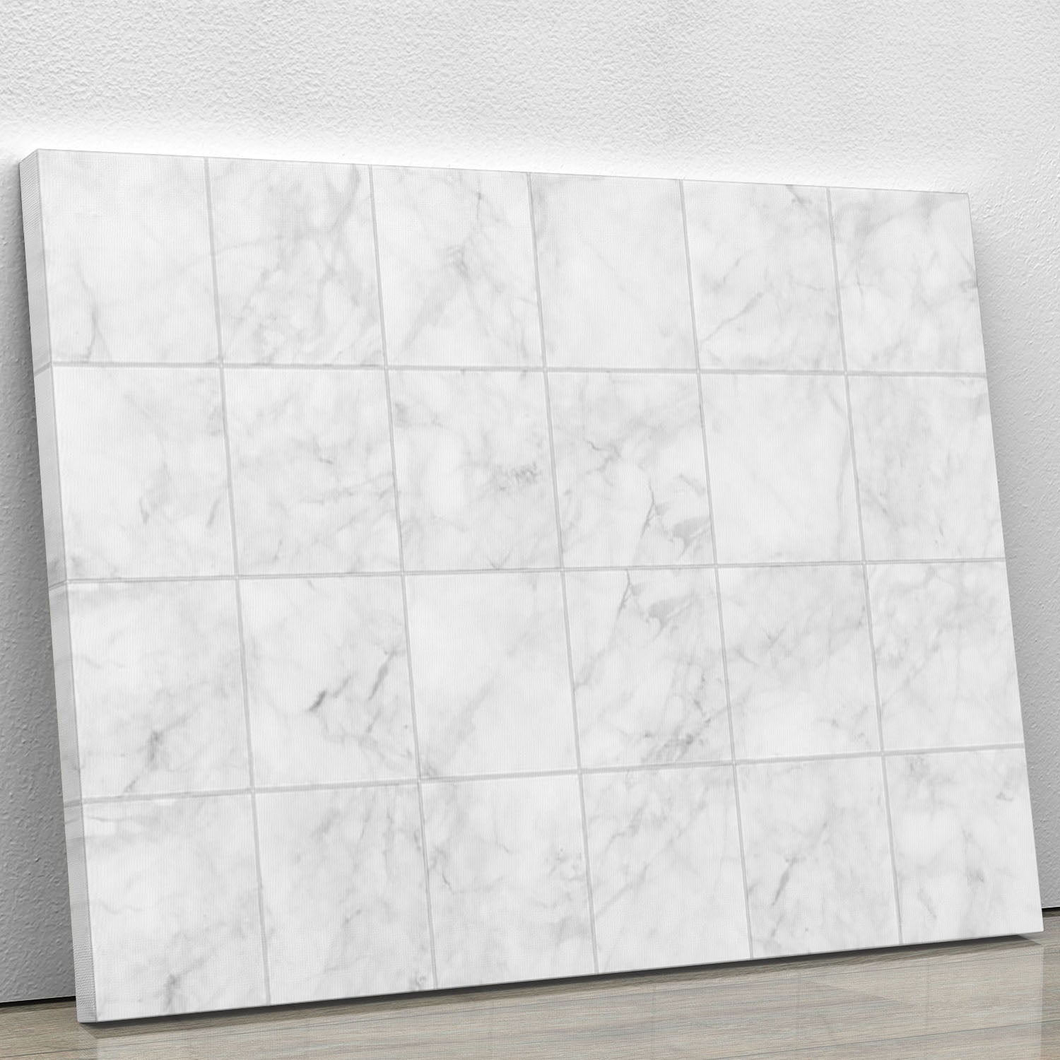 A beautiful white tiled marble canvas print showcasing intricate details and textures, perfect for home or office decor.