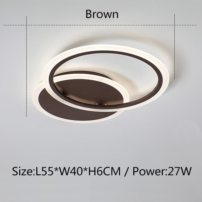 Modern LED chandelier in white and brown, perfect for bedroom and living room lighting.