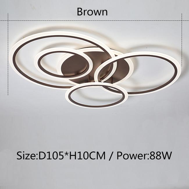 Modern LED chandelier in white and brown, perfect for bedroom and living room lighting.