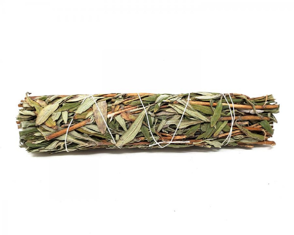 A beautifully packaged Wild Lavender Smudge Stick, measuring 7 to 9 inches, showcasing its natural purple sage color and texture.