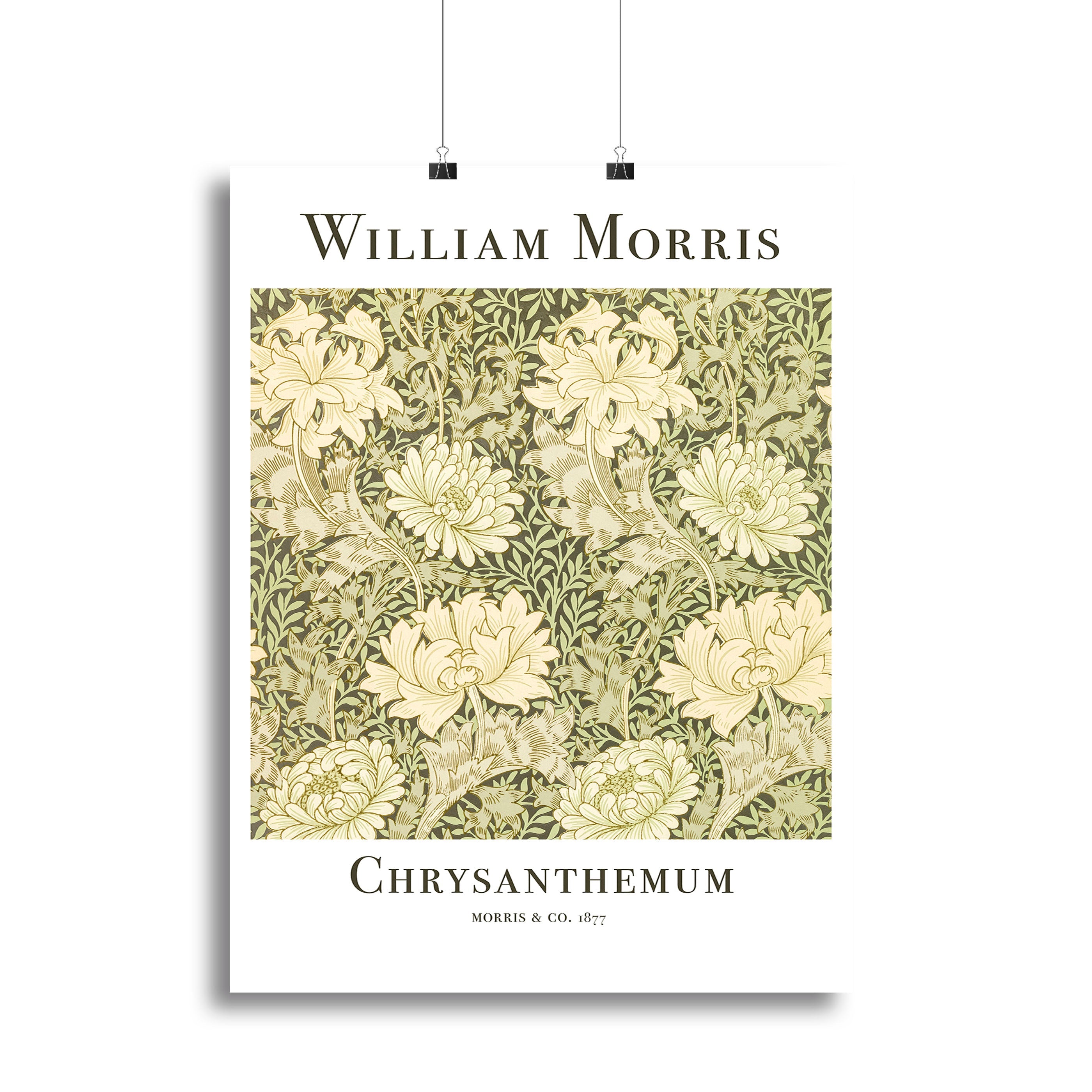 William Morris Chrysanthemum Canvas Print featuring intricate floral patterns in vibrant colors, perfect for home decor.