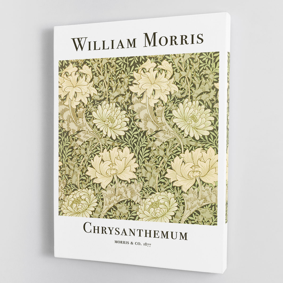 William Morris Chrysanthemum Canvas Print featuring intricate floral patterns in vibrant colors, perfect for home decor.