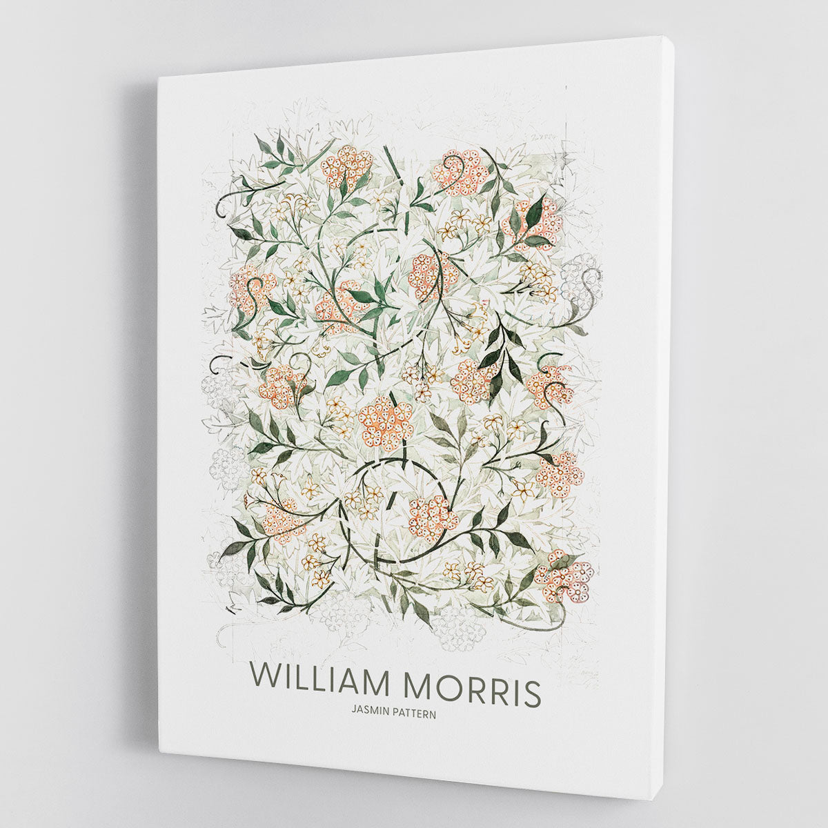 William Morris Jasmine Canvas Print featuring intricate floral patterns in vibrant colors, perfect for home decor.