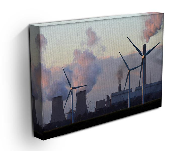 A beautiful Wind Farm Canvas Print showcasing wind turbines against a clear blue sky, perfect for home or office decor.