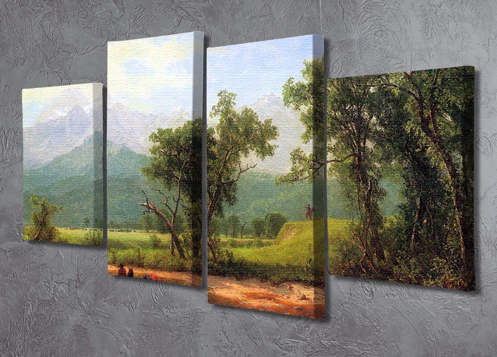 A stunning 4-split canvas artwork depicting the Wind River Mountains landscape in Wyoming, showcasing vibrant colors and intricate details.