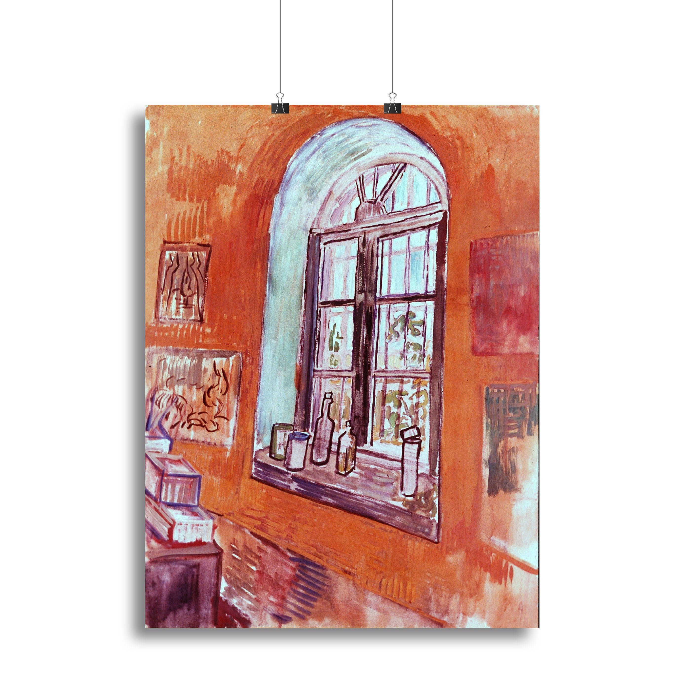 Canvas print of Van Gogh's Window of Vincent's Studio at the Asylum, showcasing vibrant colors and expressive brushstrokes.