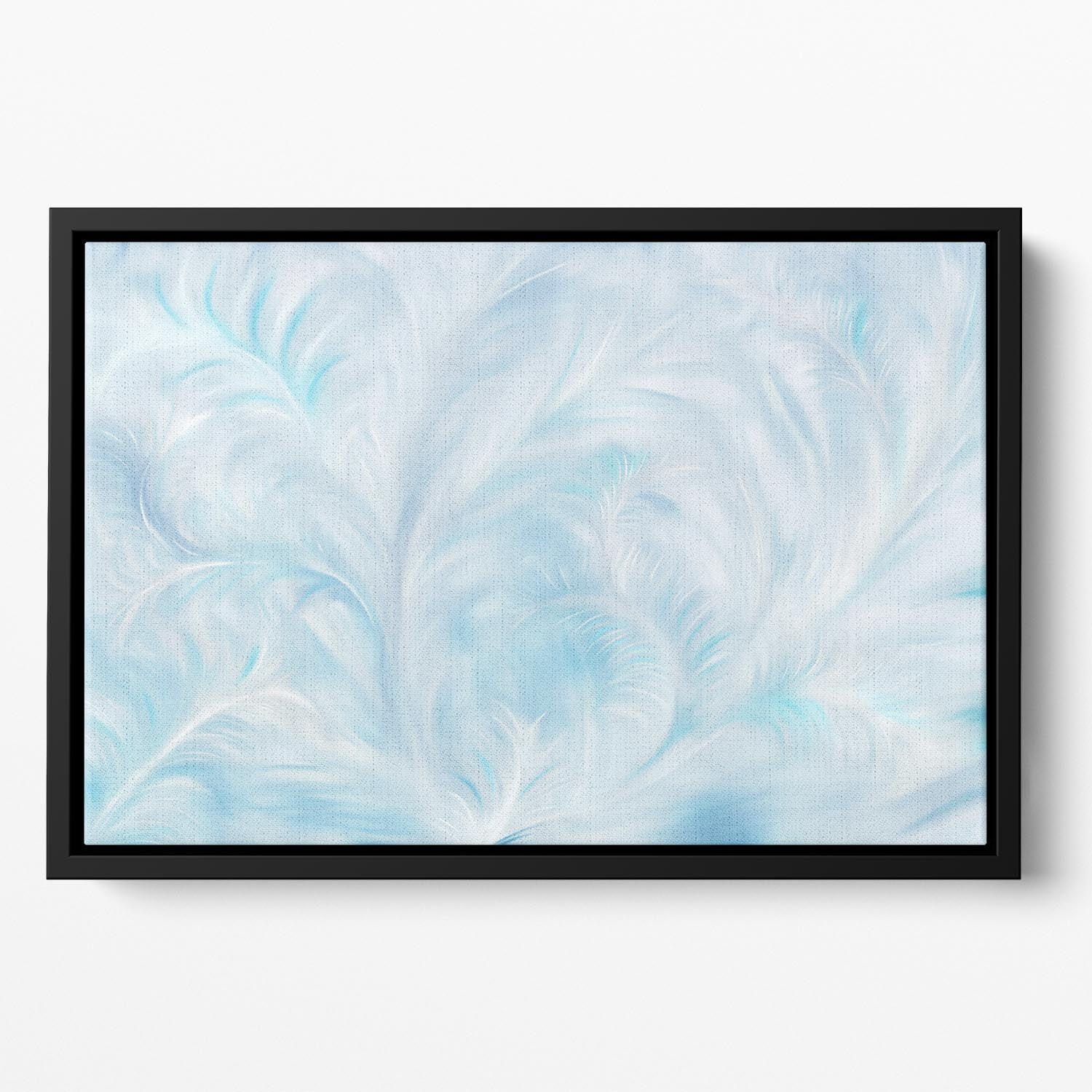 A vibrant Winter Art Floating Framed Canvas featuring abstract designs in a handcrafted wooden frame, ideal for home decor.