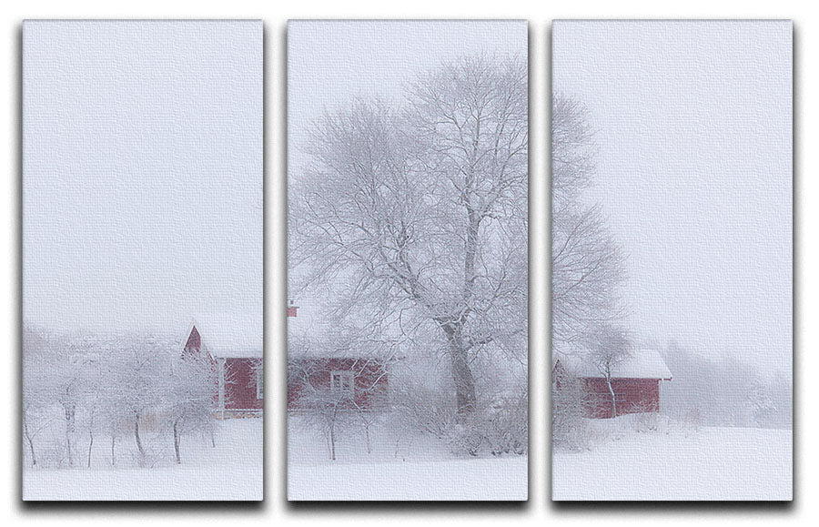 Winter Idyll 3 Split Panel Canvas Print showcasing a beautiful landscape design across three panels.