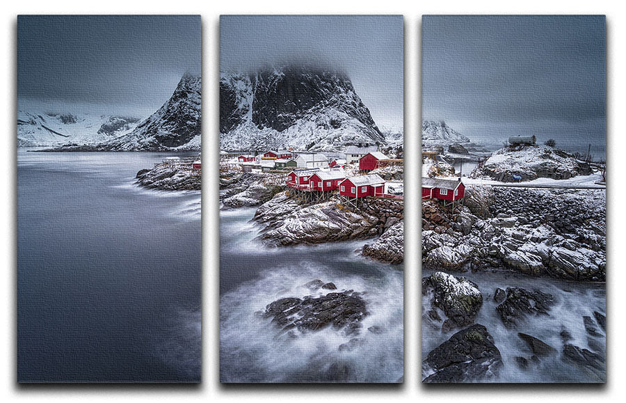 Winter Lofoten Islands 3-panel canvas print showcasing stunning landscapes in a cohesive design.