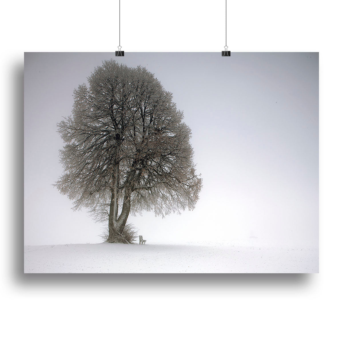 A beautiful winter tree canvas print showcasing a serene snowy landscape, perfect for home decor.