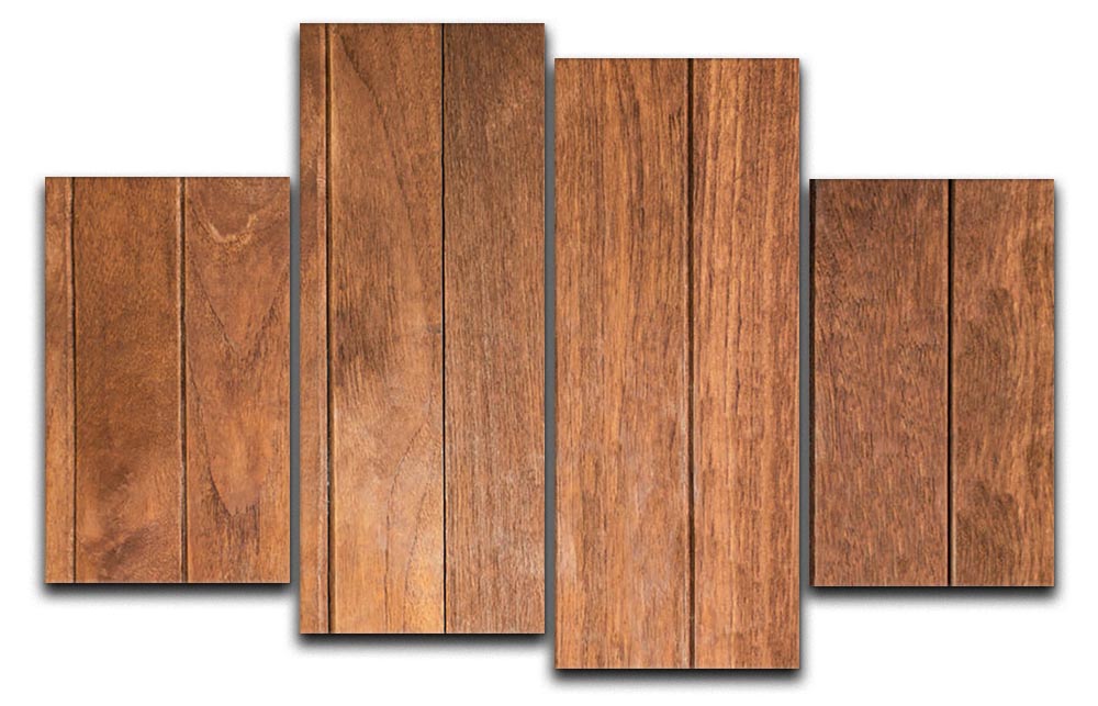A beautifully arranged 4-split canvas artwork featuring a vertical wood pattern, showcasing rich textures and colors that enhance any interior space.