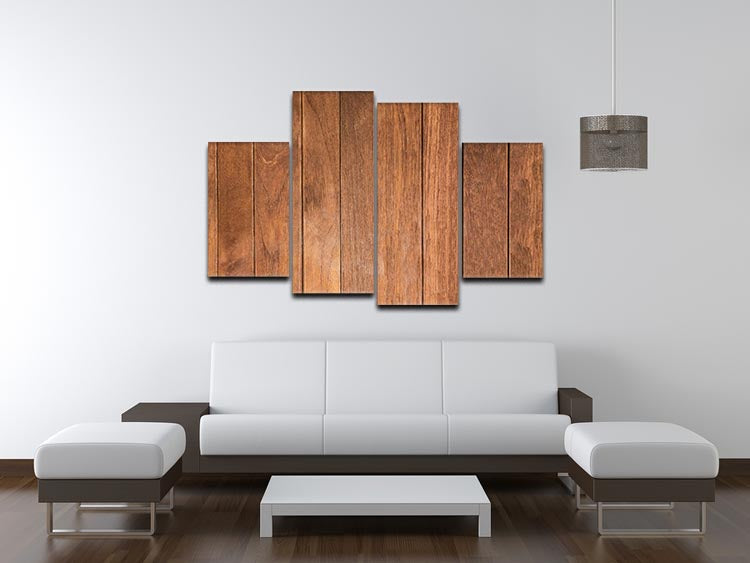 A beautifully arranged 4-split canvas artwork featuring a vertical wood pattern, showcasing rich textures and colors that enhance any interior space.
