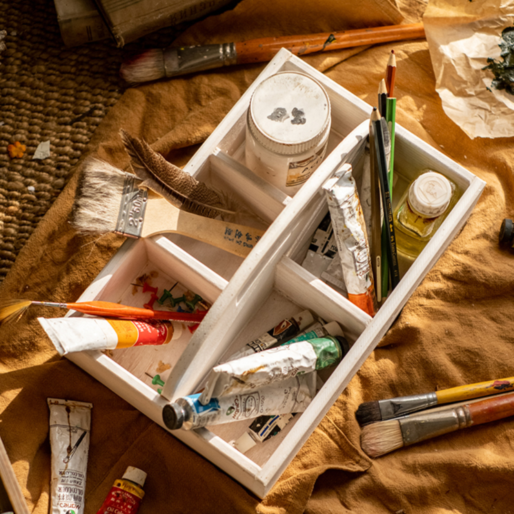 Wooden Desktop Organizer Succulent Planter with natural finish, featuring compartments for office supplies and space for succulent plants.