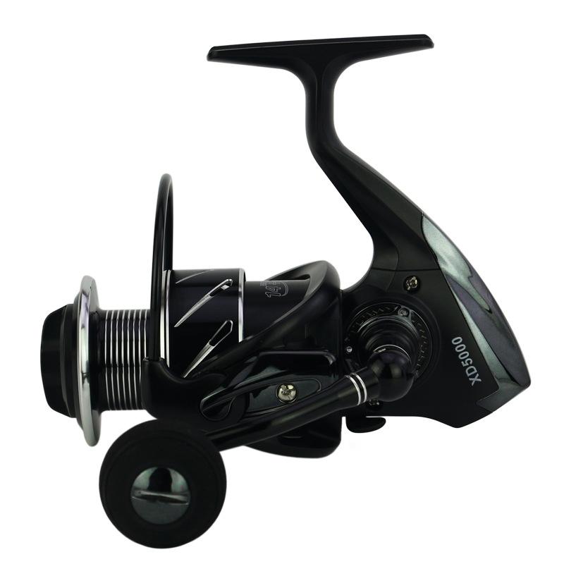 WOEN XD1000-9000 Metal Fishing Reel showcasing its all-metal body, CNC crank handle, and dual-color line cup.