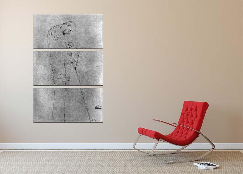 A stunning 3-panel canvas print featuring a woman and man in profile, inspired by Klimt's iconic artwork, perfect for home decor.