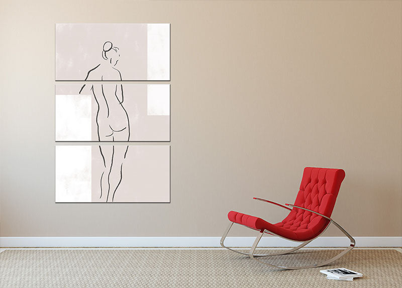 A stunning 3-panel canvas print featuring a woman in a studio, showcasing vibrant colors and intricate details.