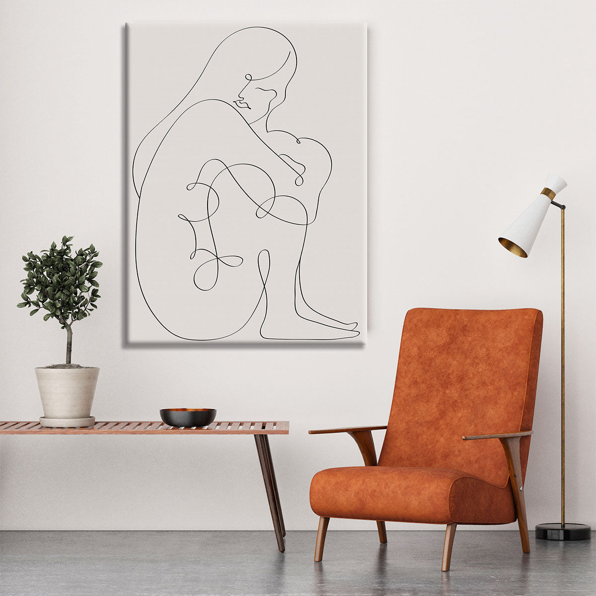 Woman Lines Black Canvas Print featuring elegant minimalist design with graceful lines, perfect for modern decor.