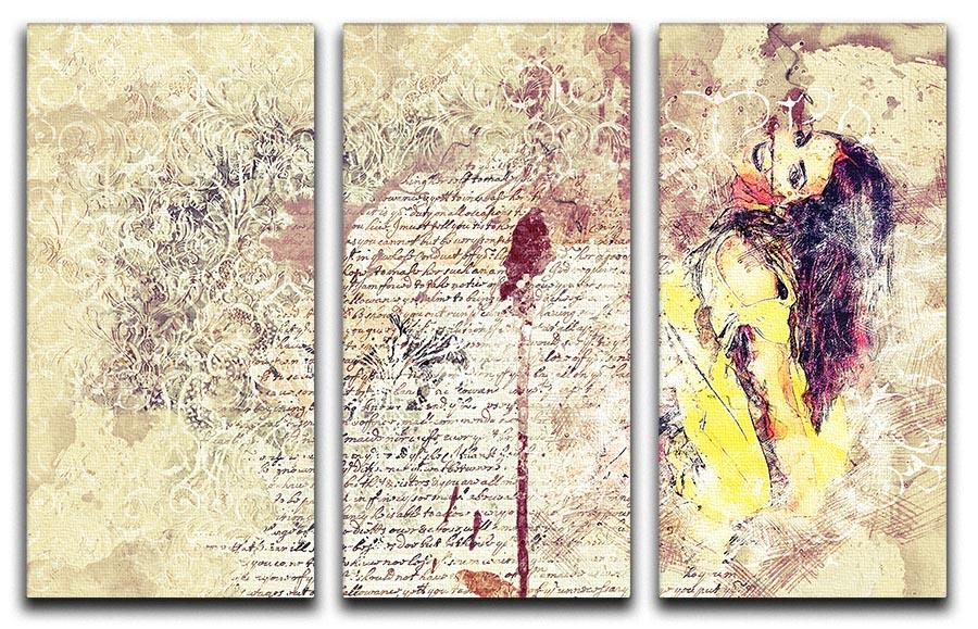 A stunning 3-panel canvas print featuring a woman painting, showcasing vibrant colors and intricate details, perfect for home decor.