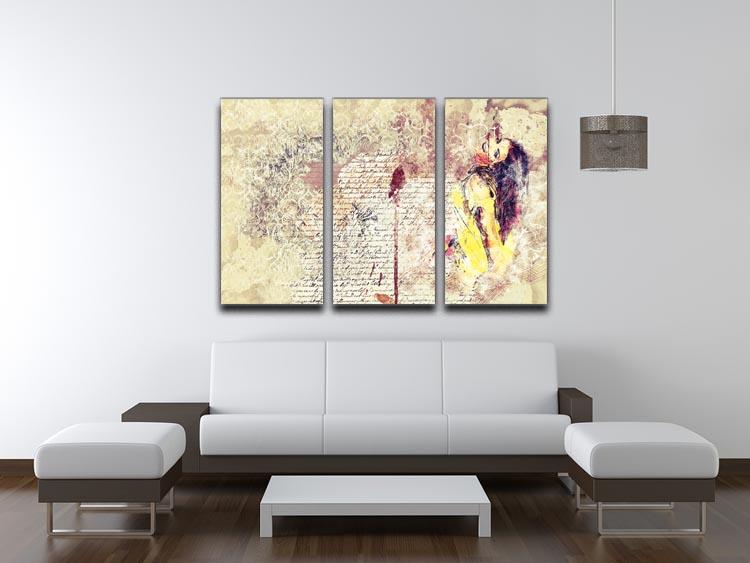 A stunning 3-panel canvas print featuring a woman painting, showcasing vibrant colors and intricate details, perfect for home decor.