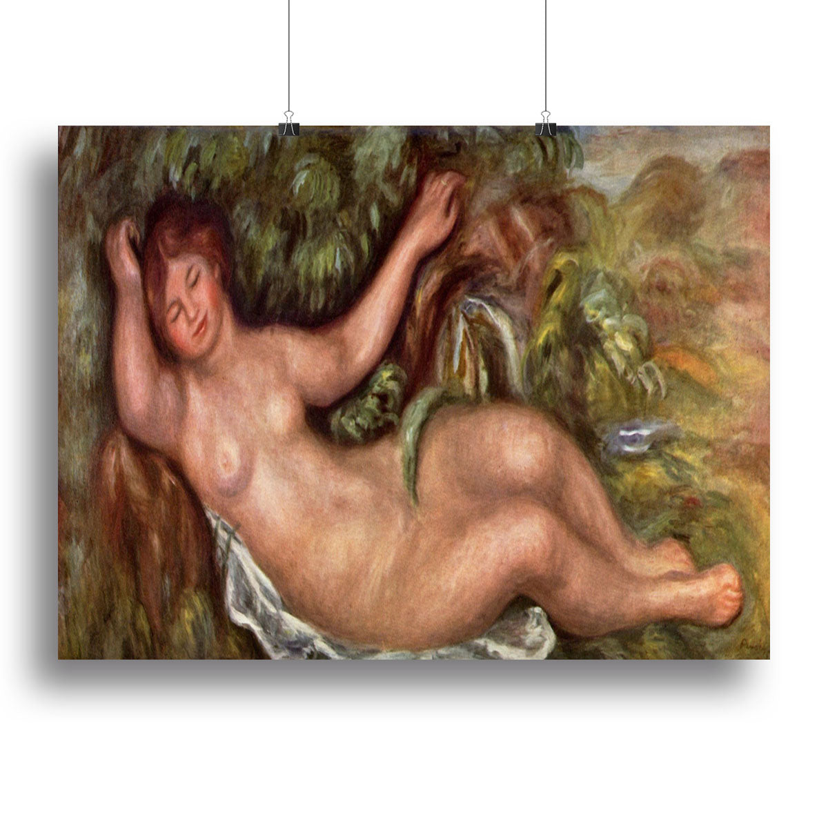 Canvas print of Woman Reclining by Renoir, showcasing soft colors and impressionistic style.