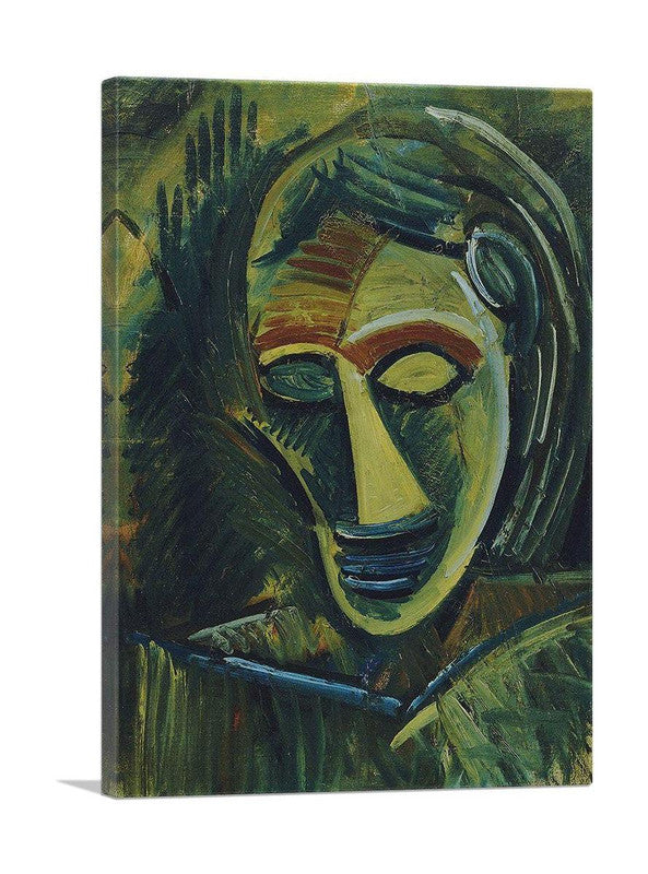 A beautiful canvas art piece titled Woman's Head 1908, showcasing intricate details and vibrant colors, perfect for home decor.