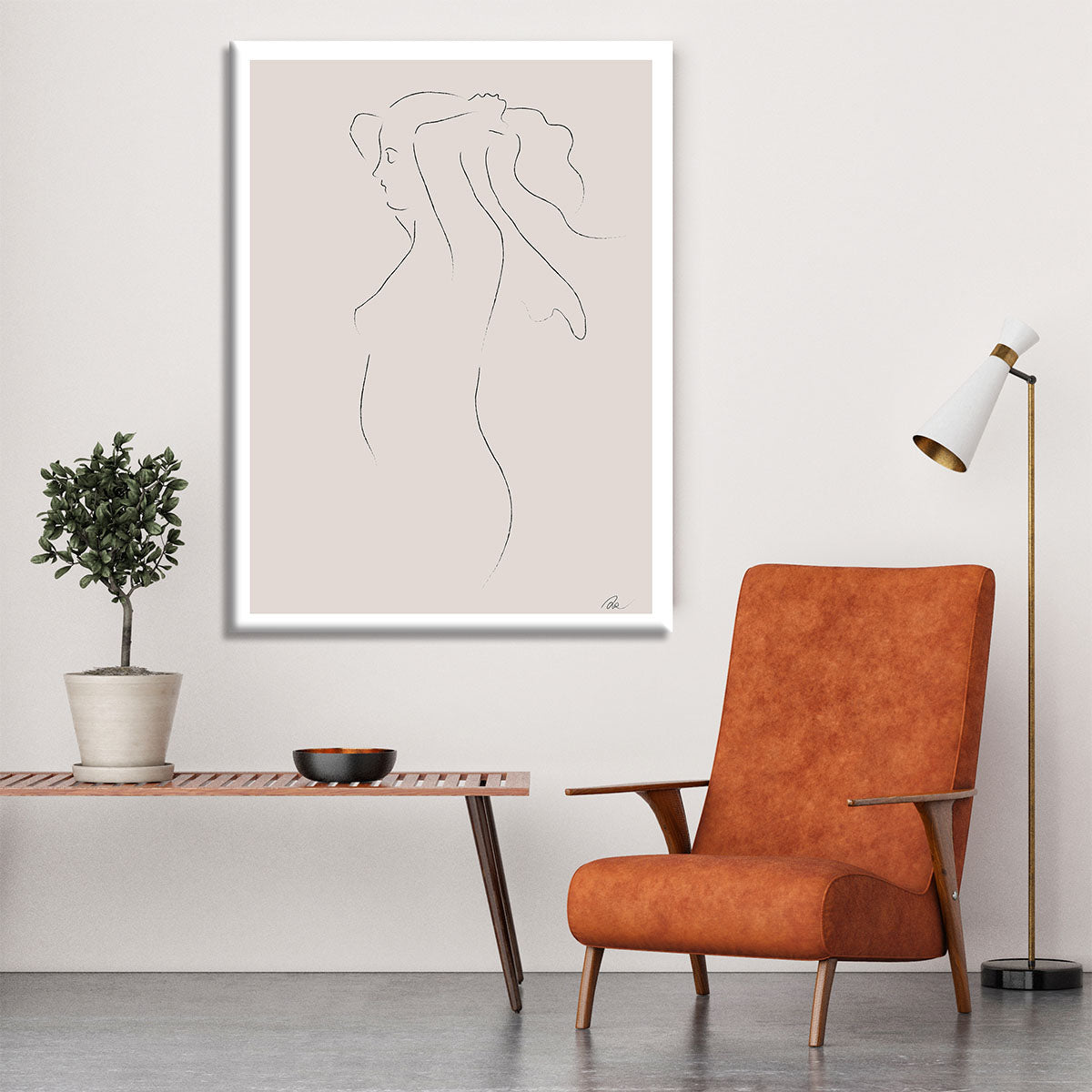 A beautiful woman sketch canvas print showcasing elegant lines and artistic flair, perfect for home decor.