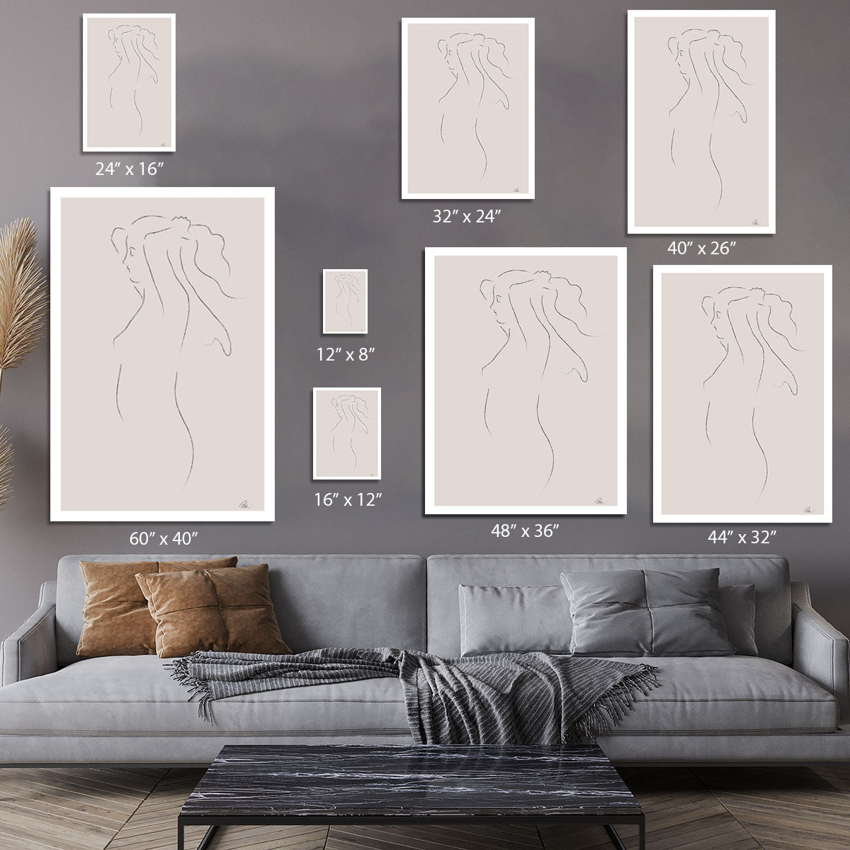 A beautiful woman sketch canvas print showcasing elegant lines and artistic flair, perfect for home decor.