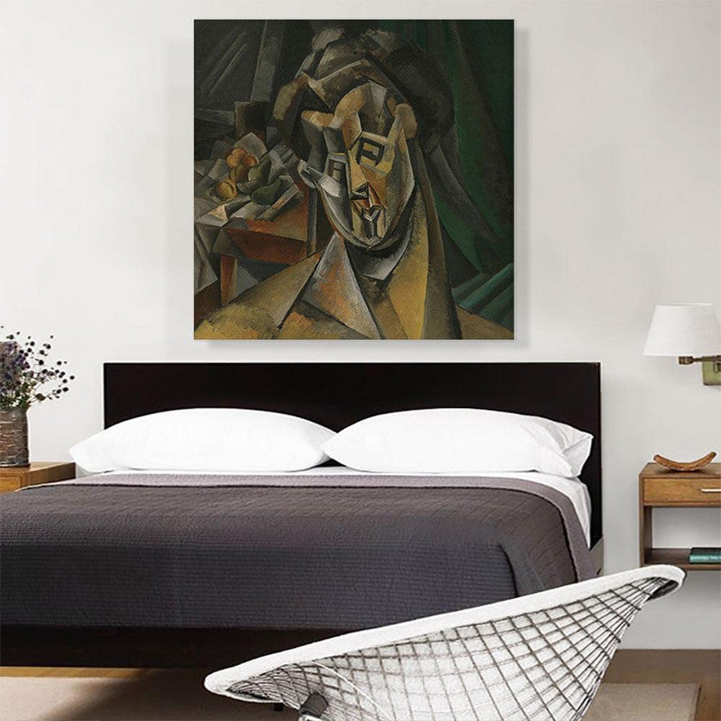 Canvas art titled 'Woman with Pears 1909', featuring a woman elegantly posed with pears, showcasing vibrant colors and intricate details.