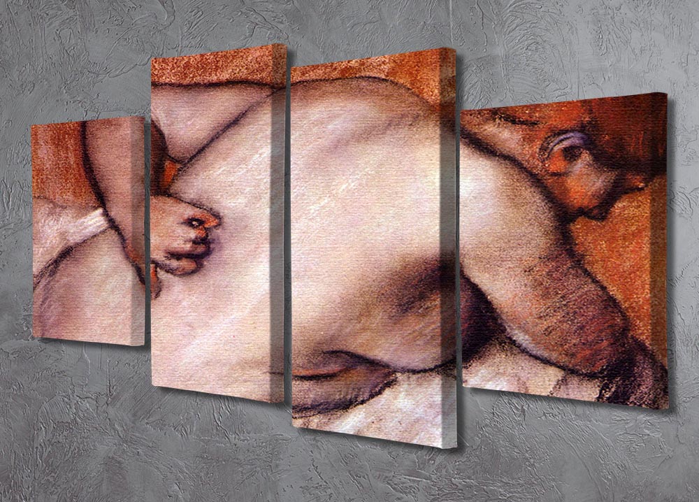 A 4-split canvas artwork featuring Degas' Womans Back, showcasing elegant lines and soft colors.