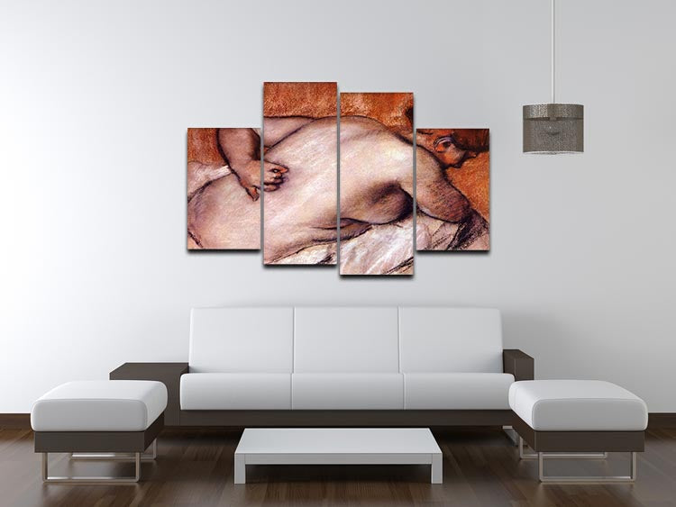 A 4-split canvas artwork featuring Degas' Womans Back, showcasing elegant lines and soft colors.