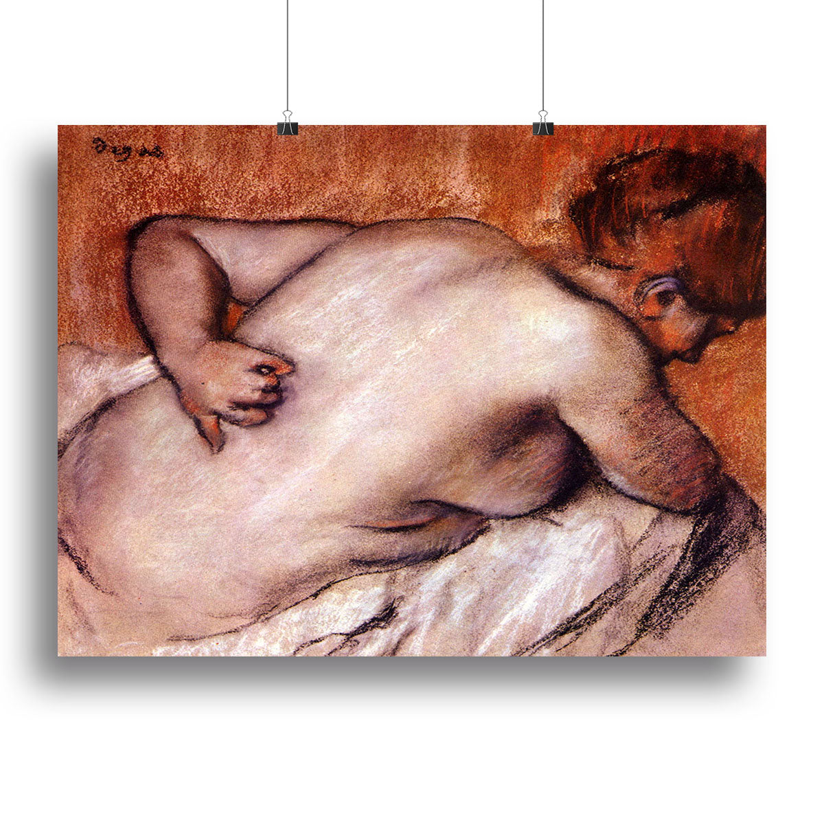 A beautiful canvas print of Degas' Womans Back, showcasing a graceful figure in soft colors, perfect for home decor.