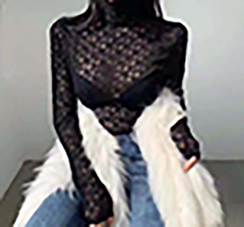 Women Blouses Leotard featuring sexy long sleeves and embroidered letters, designed for stylish streetwear.