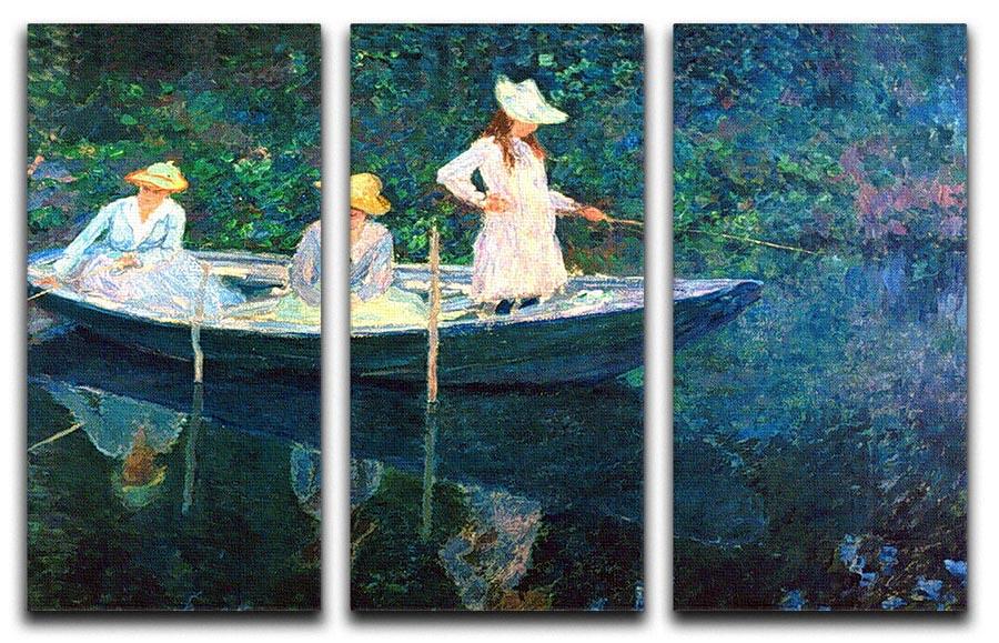 A stunning split panel canvas print featuring women fishing, inspired by Monet's impressionistic style, perfect for home decor.