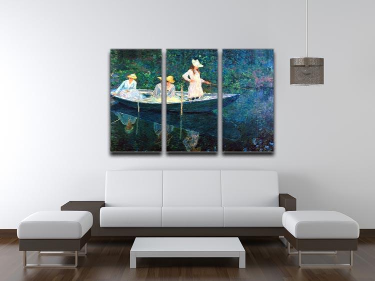 A stunning split panel canvas print featuring women fishing, inspired by Monet's impressionistic style, perfect for home decor.