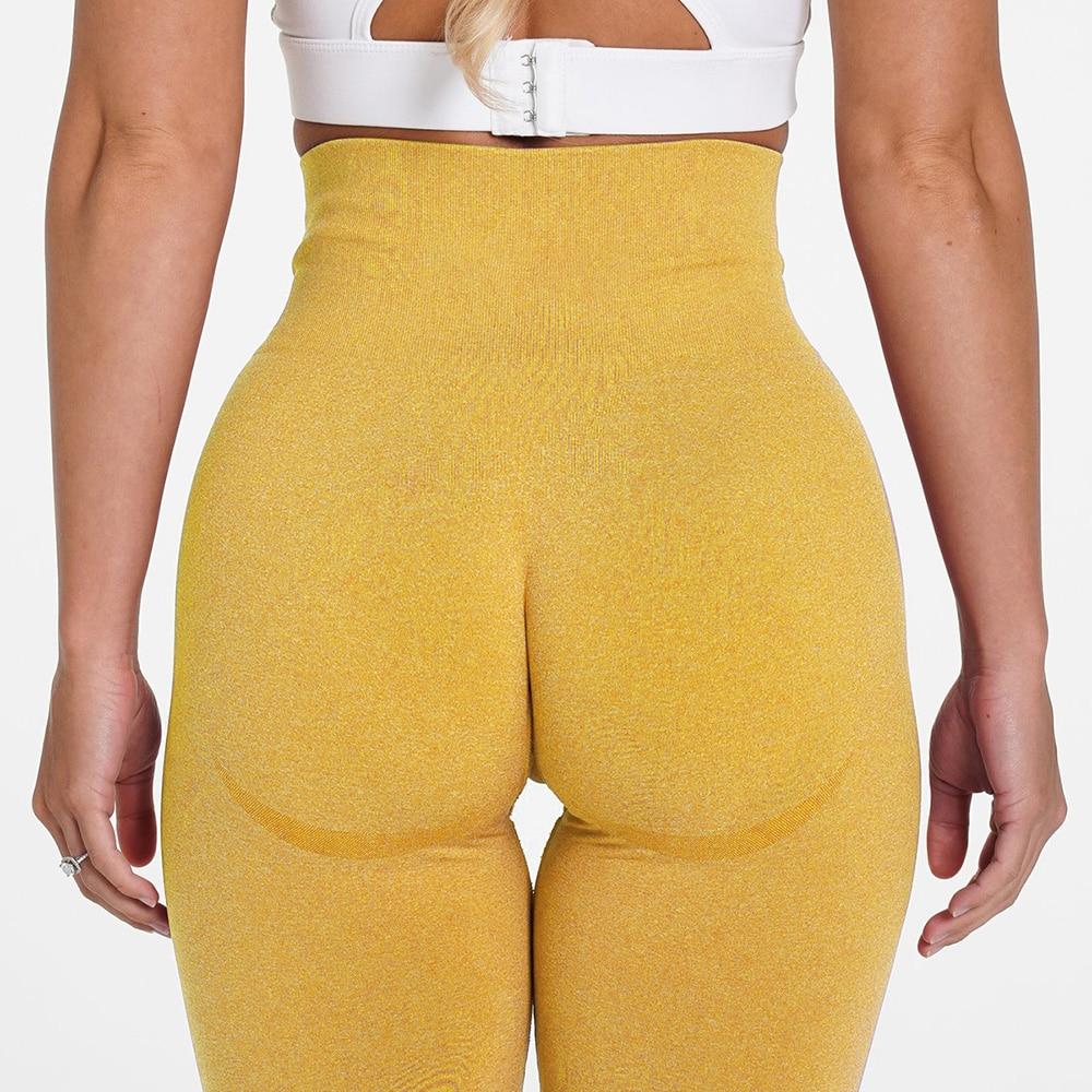Women High Waist Seamless Leggings in various colors, showcasing the scrunch butt design and elastic waist for comfort and support during workouts.