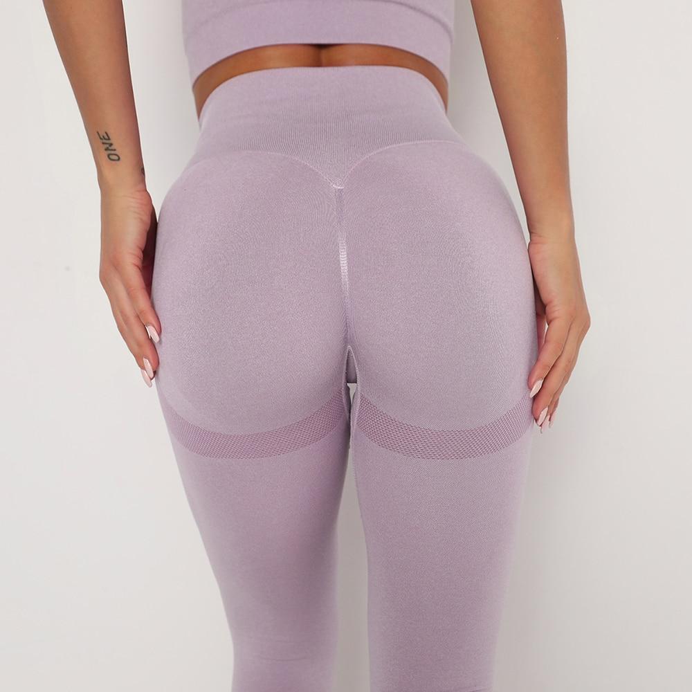 Women High Waist Seamless Leggings in various colors, showcasing the scrunch butt design and elastic waist for comfort and support during workouts.
