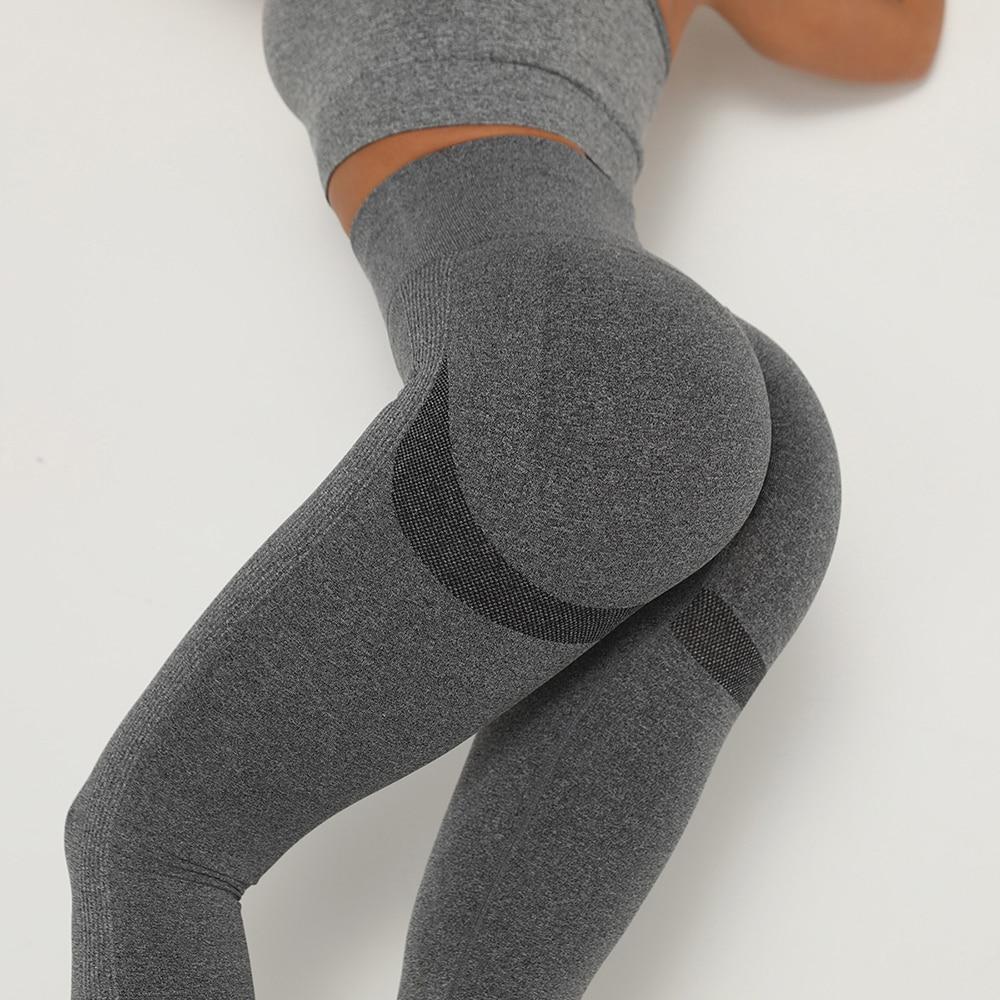 Women High Waist Seamless Leggings in various colors, showcasing the scrunch butt design and elastic waist for comfort and support during workouts.