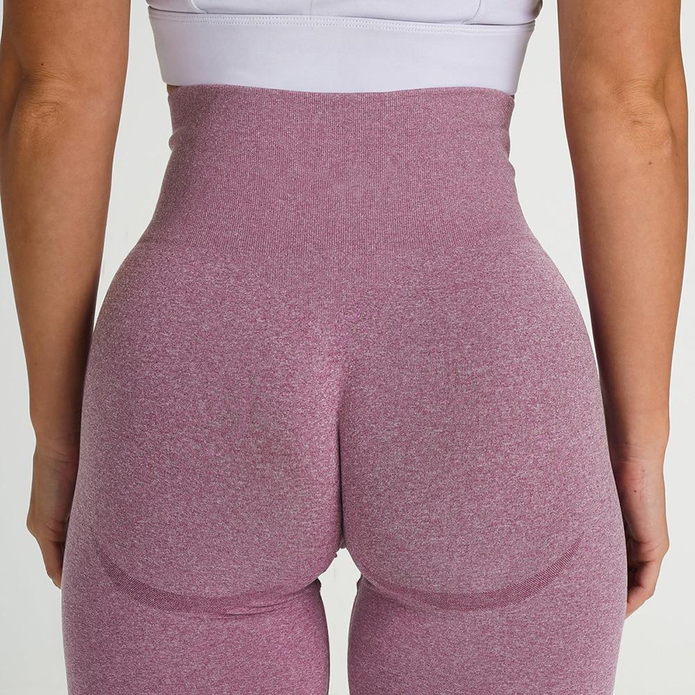 Women High Waist Seamless Leggings in various colors, showcasing the scrunch butt design and elastic waist for comfort and support during workouts.