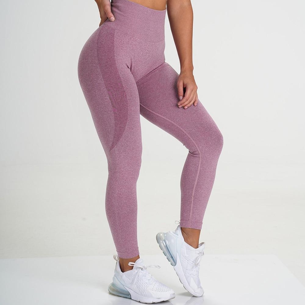 Women High Waist Seamless Leggings in various colors, showcasing the scrunch butt design and elastic waist for comfort and support during workouts.