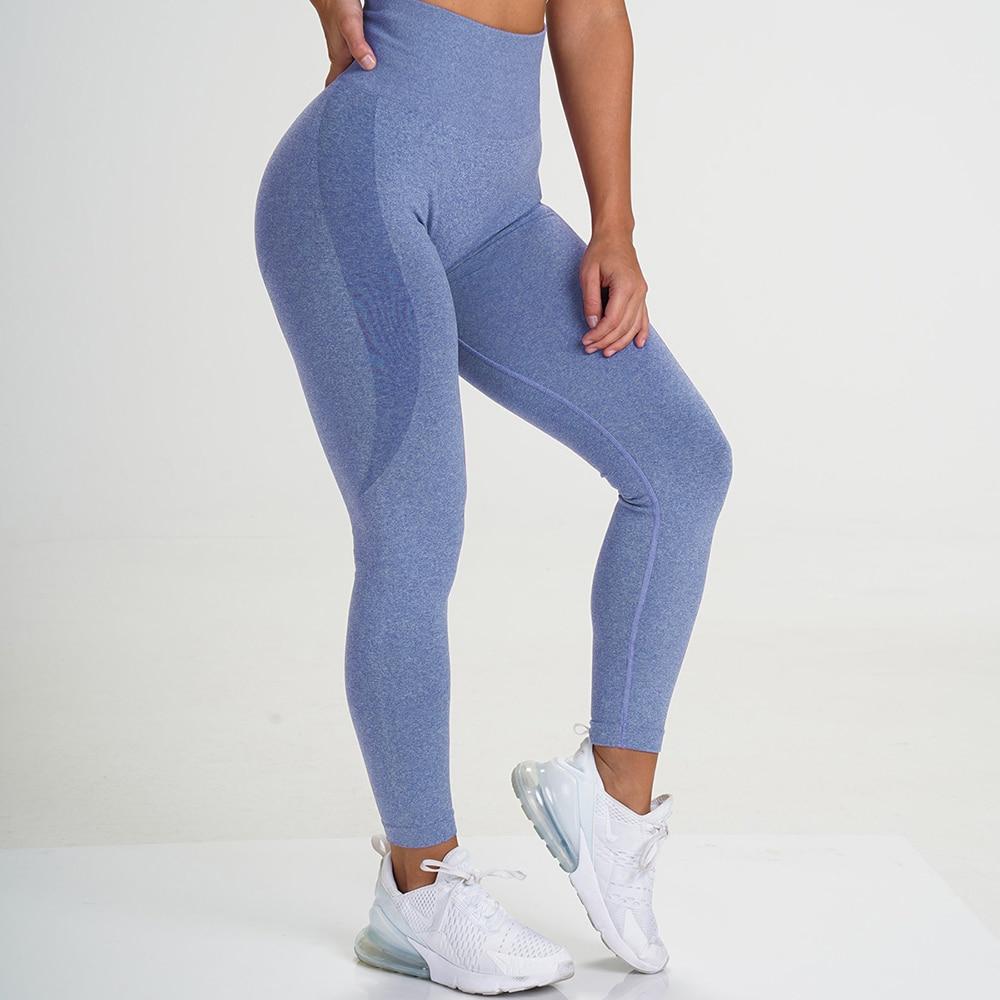 Women High Waist Seamless Leggings in various colors, showcasing the scrunch butt design and elastic waist for comfort and support during workouts.